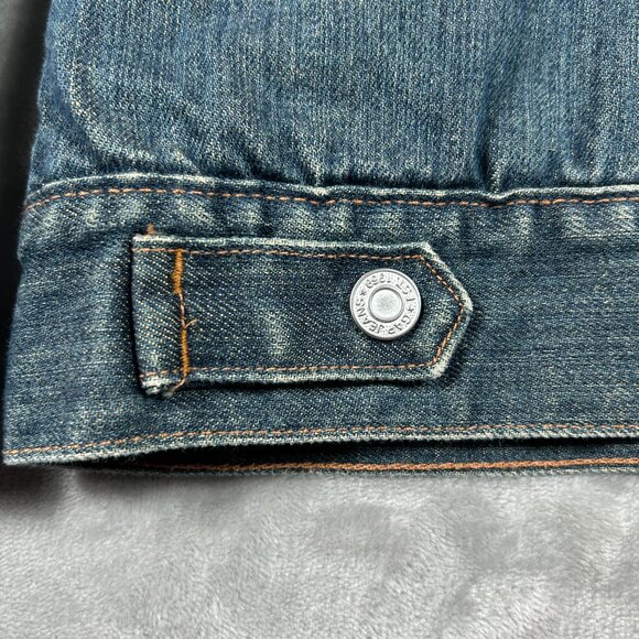 GAP Denim Jacket Women's Large Sherpa Lined Trucker Style Y2K Distressed VTG - Picture 10 of 10